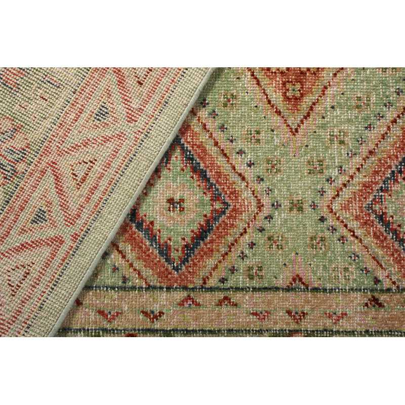 Distressed Homage Hand Knotted Wool Geometric Area Rug, Rectangle 10' x 14'