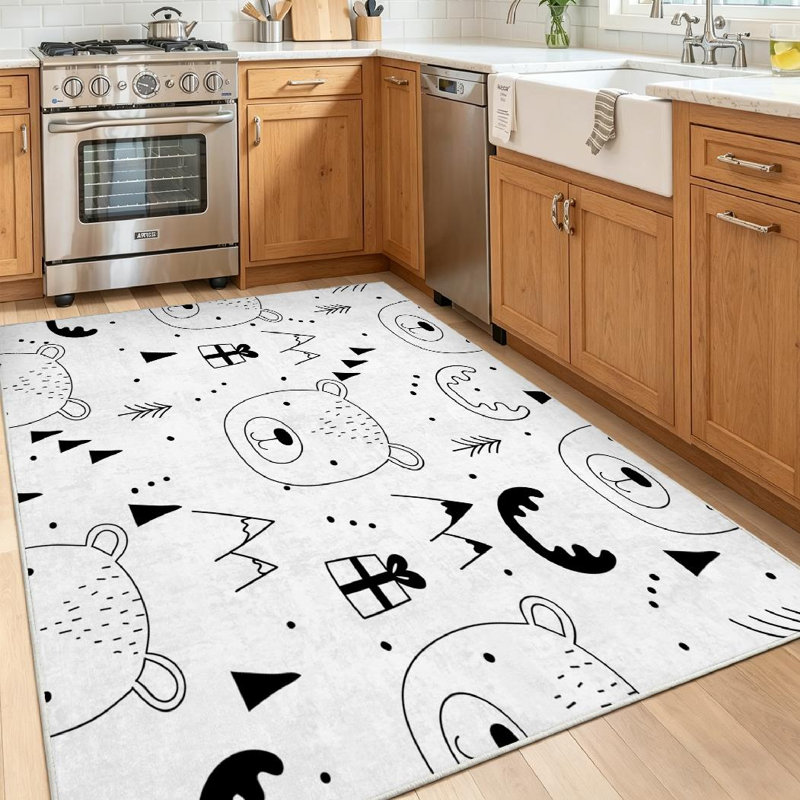 Tapis intérieur orange lavable à la machine, motif tribal sans couture, Rectangle 39" x 63"