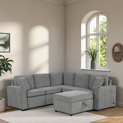 Canapé modulaire convertible polyvalent avec rangement dissimulé