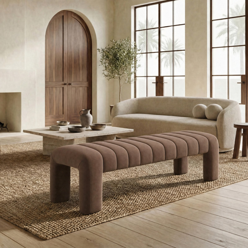 Bellisima Upholstered Bench, Dark Green Chenille