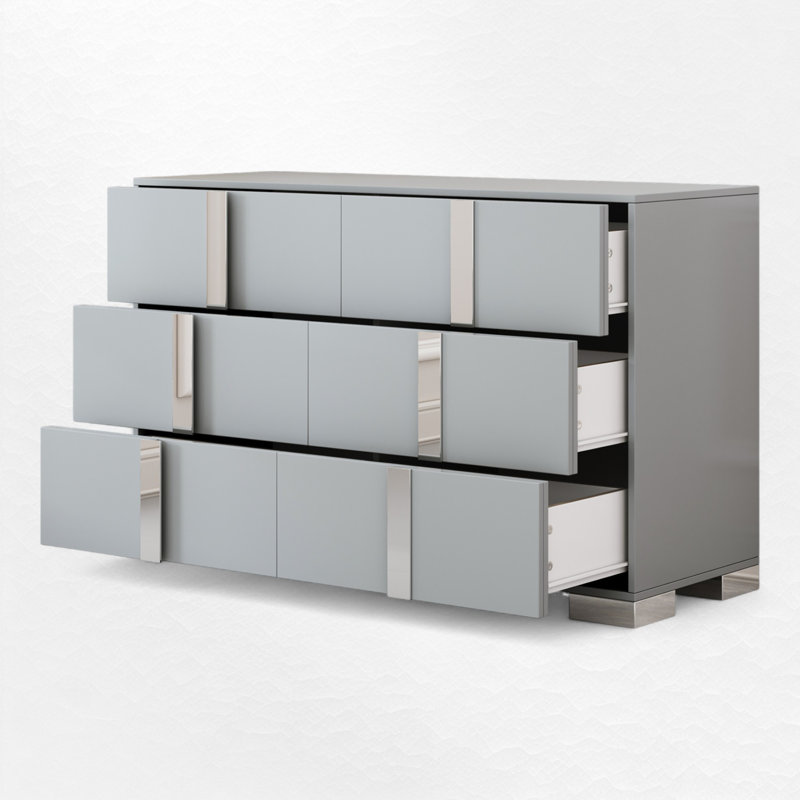 Commode double 6 tiroirs l 47,3 po, Gris
