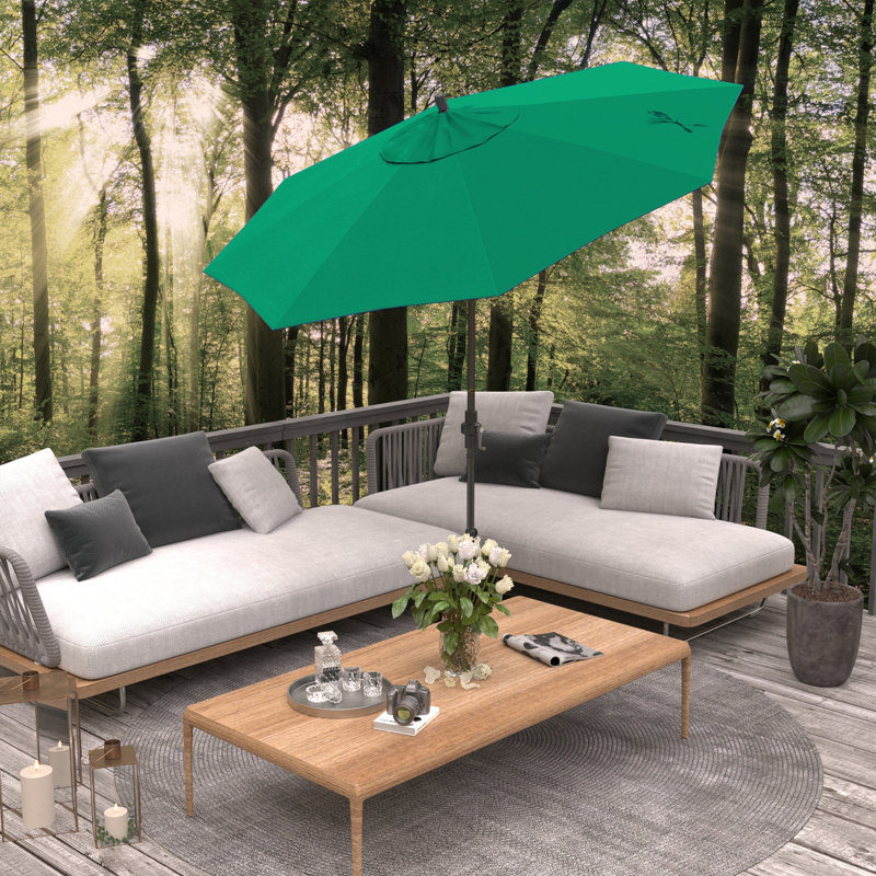 Parasol de marché Sunbrella® 9 pi Roverta, Spectre aztèque Sunbrella® Plainweave, Brun
