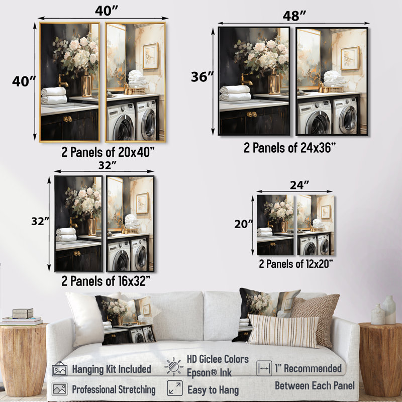 Blanchisserie Art déco II, 40" H x 40" W, Brown, Impression encadrée flottante
