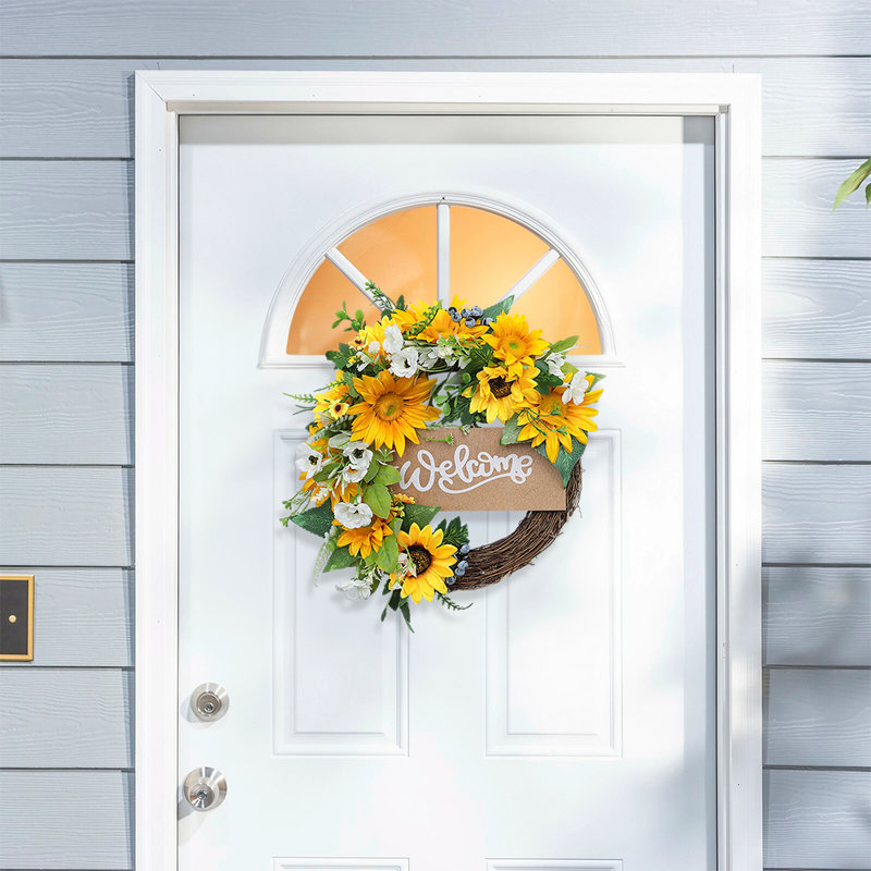 Faux Sunflower 40cm Wreath