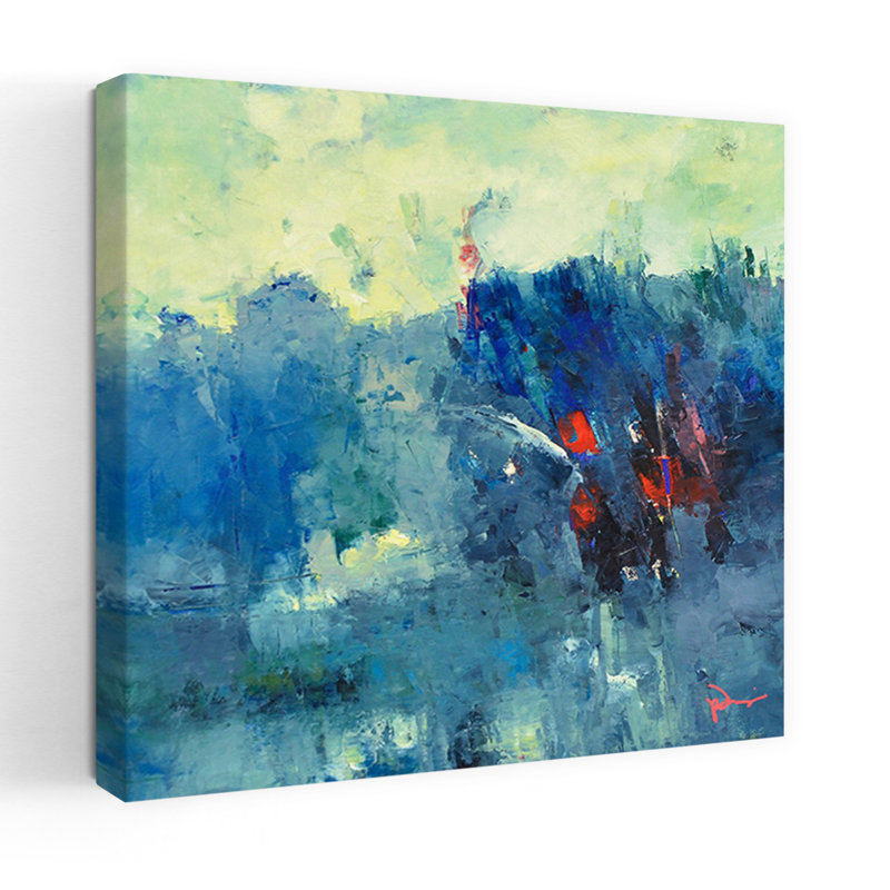Art contemporain paysage marchand abstrait, H 24 po x l 24 po