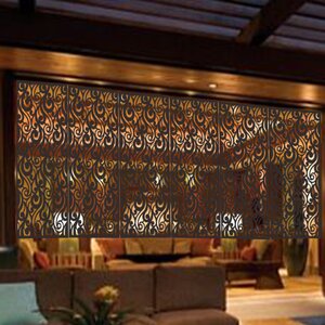 6 ft. H x 4 ft. W Laser Cut Metal Privacy Screen Fence, Decorative Outdoor Divider