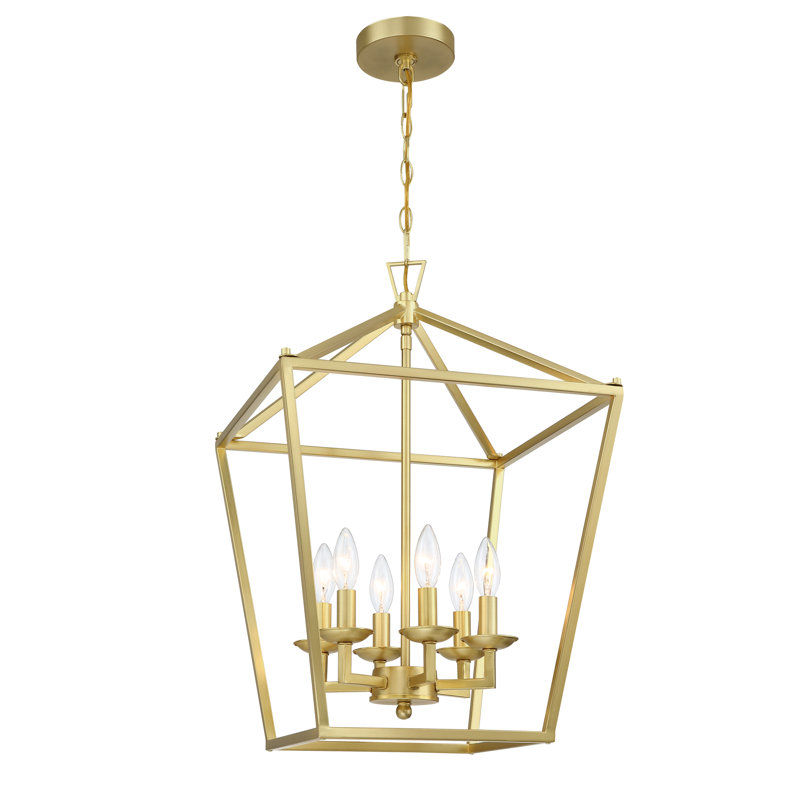 Lustre géométrique à 6 lumières Gurjit, Or