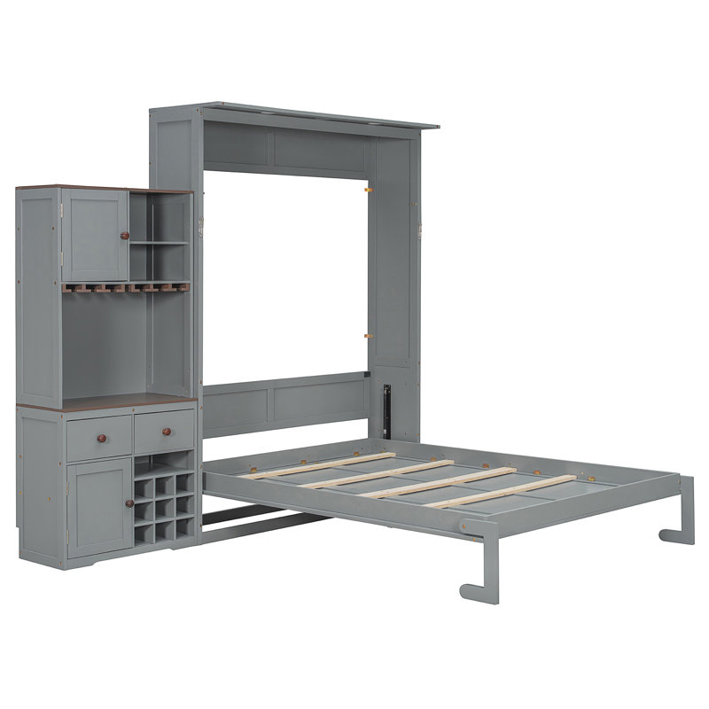 Lit escamotable avec armoire de rangement Murphy, Gris