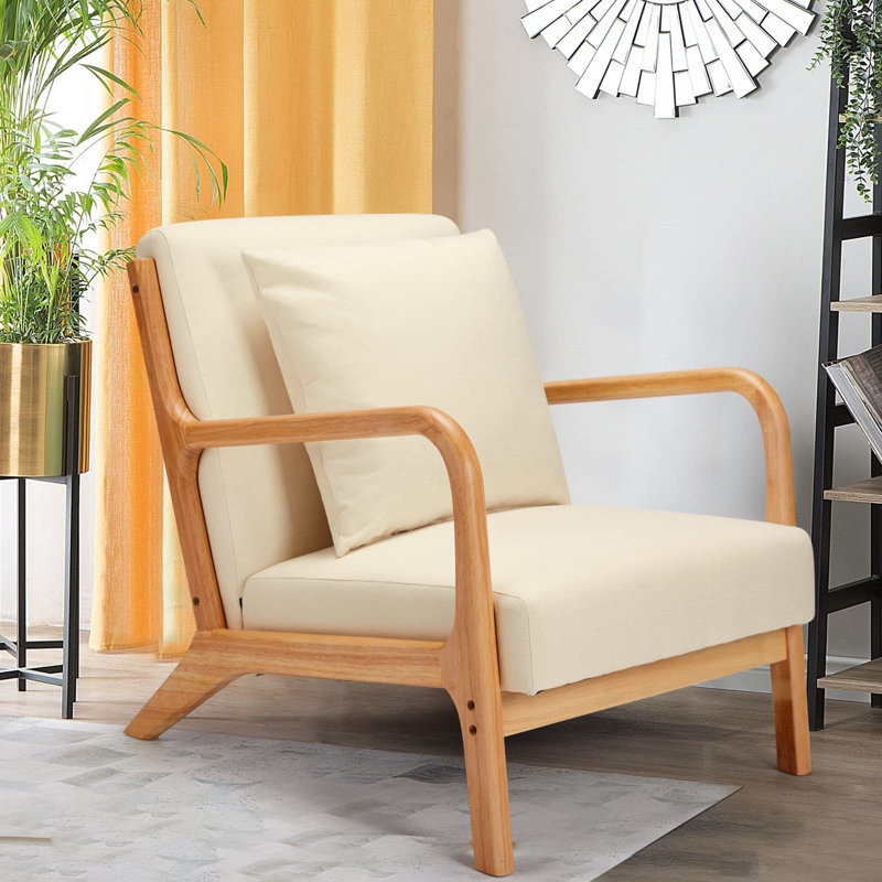 Upholstered Armchair, White Linen