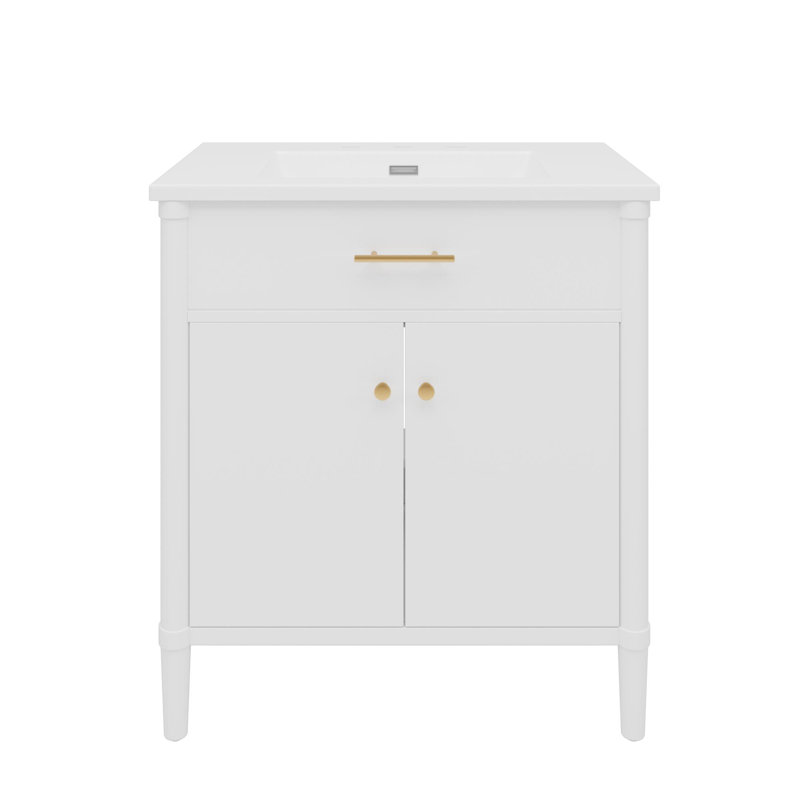 Meuble-lavabo à profil courbé, Blanc