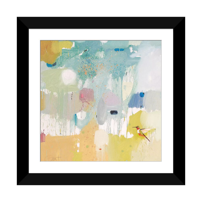 «Hummingbird at Home II», impression sur toile tendue, H 16 po x l 16 po x P 1 po, Papier d'art encadré noir, Blanc