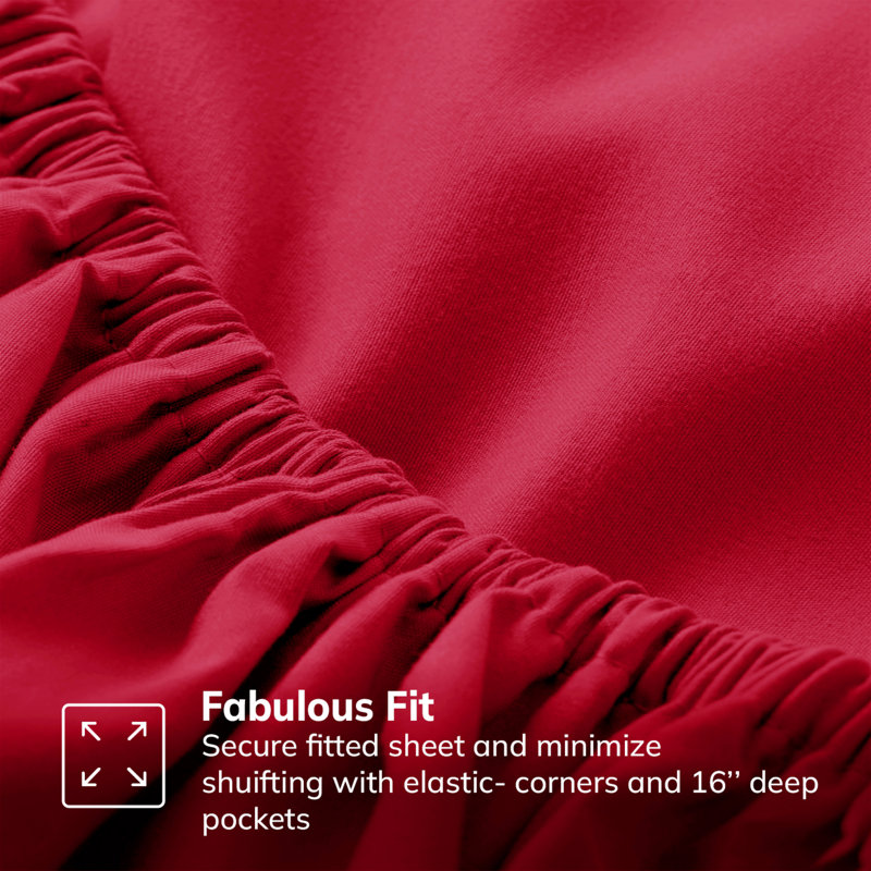Deep Pocket Microfiber Brushed Fitted Sheet, Double (4'6), Red