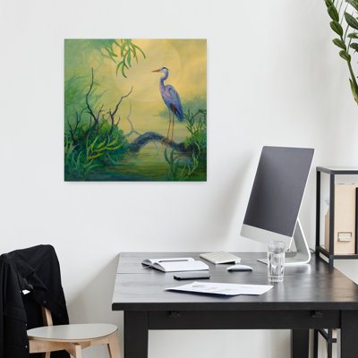 Summer Heron Contemporary Bird Wildlife Art