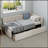 Modern Style Twin Size L Shape Corner Bed, Linen Upholstered  Daybed  With Two Storage Drawers-1629554166