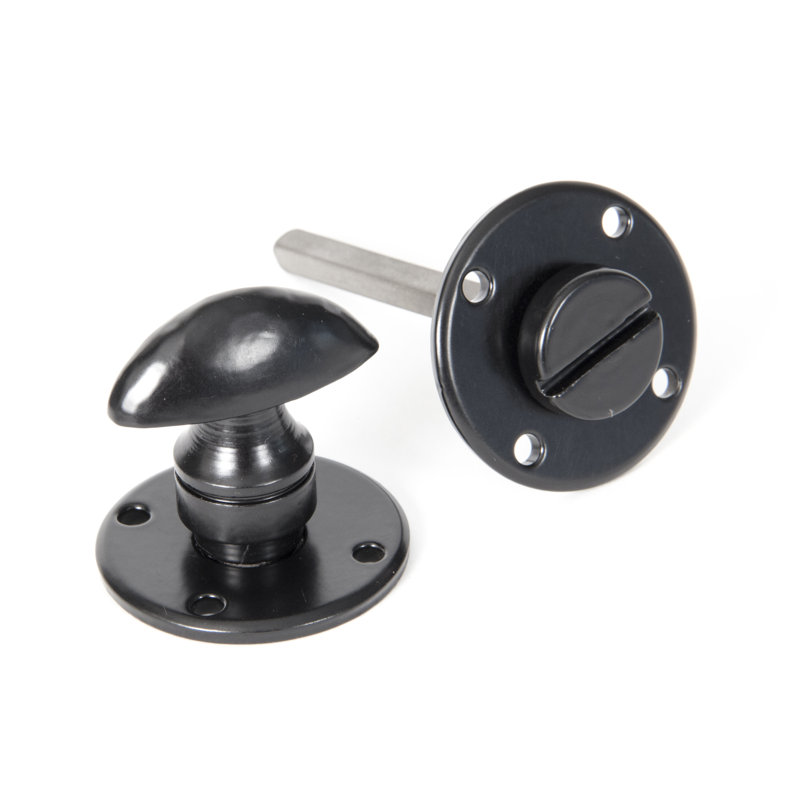 Round Bathroom Thumbturn Door Knocker, Black