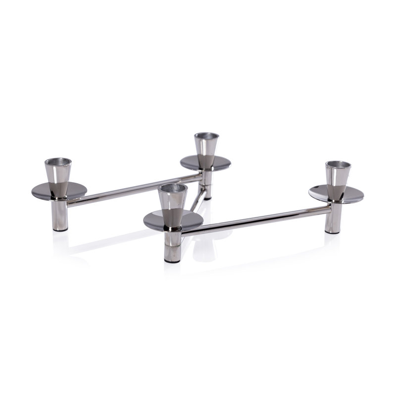 Méduse Expandable 4-Piece Taper Candle Holder Set, Nickel