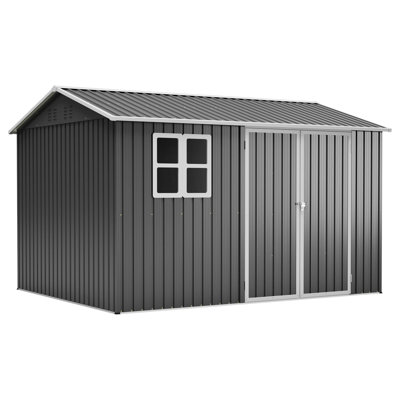 Remise de rangement en acier 10 x 8 pi avec portes verrouillables et toit incliné