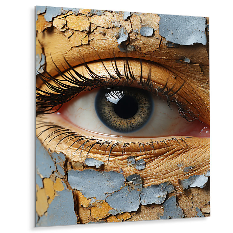 «Yellow and Blue Woman Eye Expressionism IV - Eye», art mural en métal, H 20 po x l 12 po x P 1 po