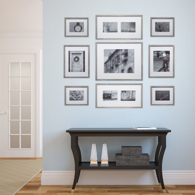 Marquard Gray Wood Matte Picture Frame - Set of 9 with Mat