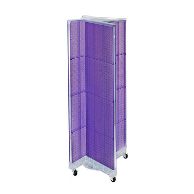 Présentoir de plancher en pin sur une base à roulettes. Taille du panneau: l 16 po x H 60 po