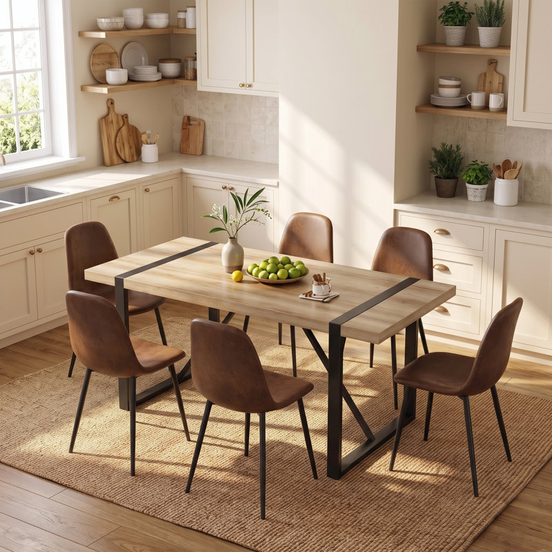 Ensemble de salle à manger 7 pièces 71 po, Ensemble repas 7 pièces, Chaises brunes