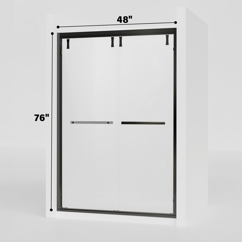 Porte de douche à double porte coulissante 44-48 "x 76" avec verre transparent antidéflagrant