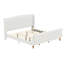 Structure de lit tapissier très grand en velours, cadre de lit plateforme avec tête de lit et pied de lit courbé capitonné, support de lattes en bois, aucun sommier nécessaire, beige-87385522-87385521