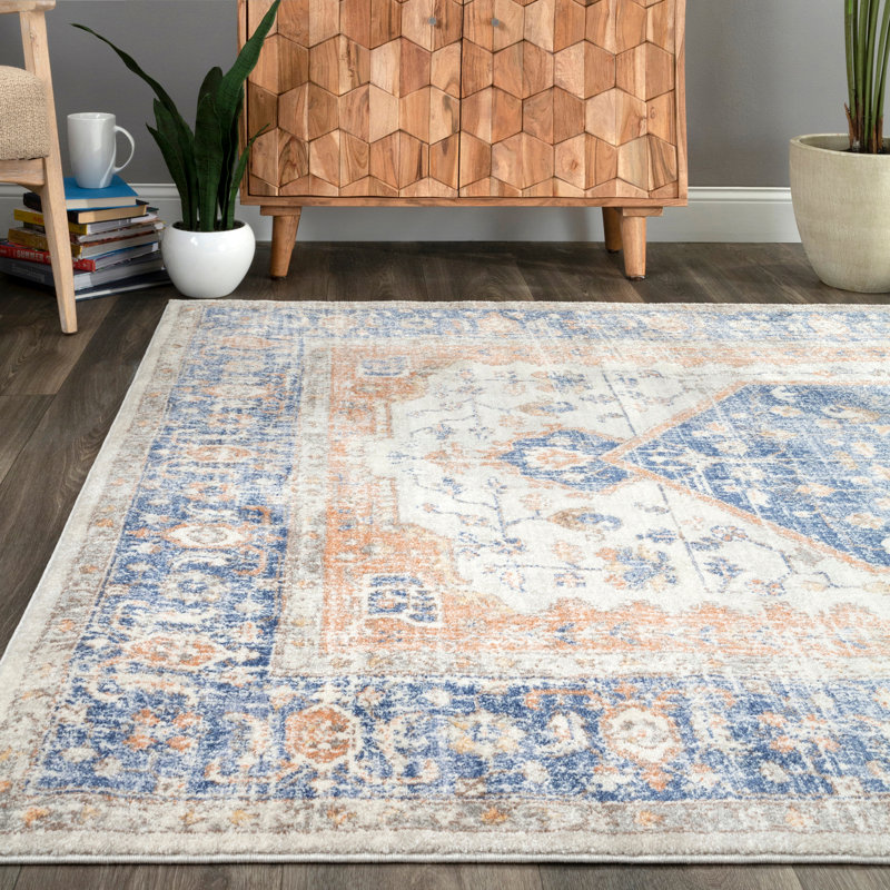 Caramont Florid Dreams Performance Blue Rug, Rectangle 12' x 15'