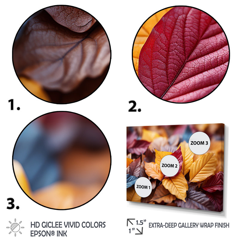 Orange orange, feuilles d'érable d'automne II - érable, art mural, Cadre doré à coins fermés, H 30 po x l 40 po x P 1,5 po