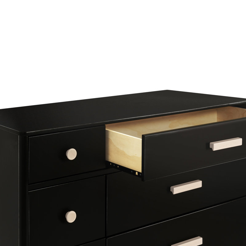 Lolly 6-Drawer Assembled Double Dresser, Black/Washed Natural