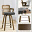 Upholstered Cane Back Counter & Bar Stool With Armrest-2133399062-2129382414