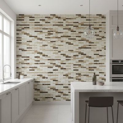 Kingsway 12" x 12" Marble Mosaic Subway Wall & Floor Tile