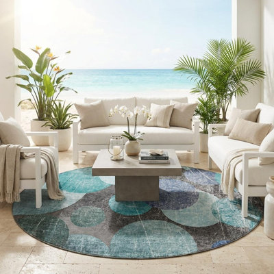 Tapis extérieur rond rond antidérapant 8 pi