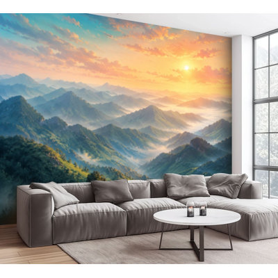 Wall Mural Peel and Stick Wallpaper Mountains Landscape Self-Adhesive Removable Contact Paper Wall Decor for Living Room Bedroom 100"H x 144"W