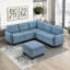 Chaise de salon modulaire 1 pièce en bois massif capitonné bleu