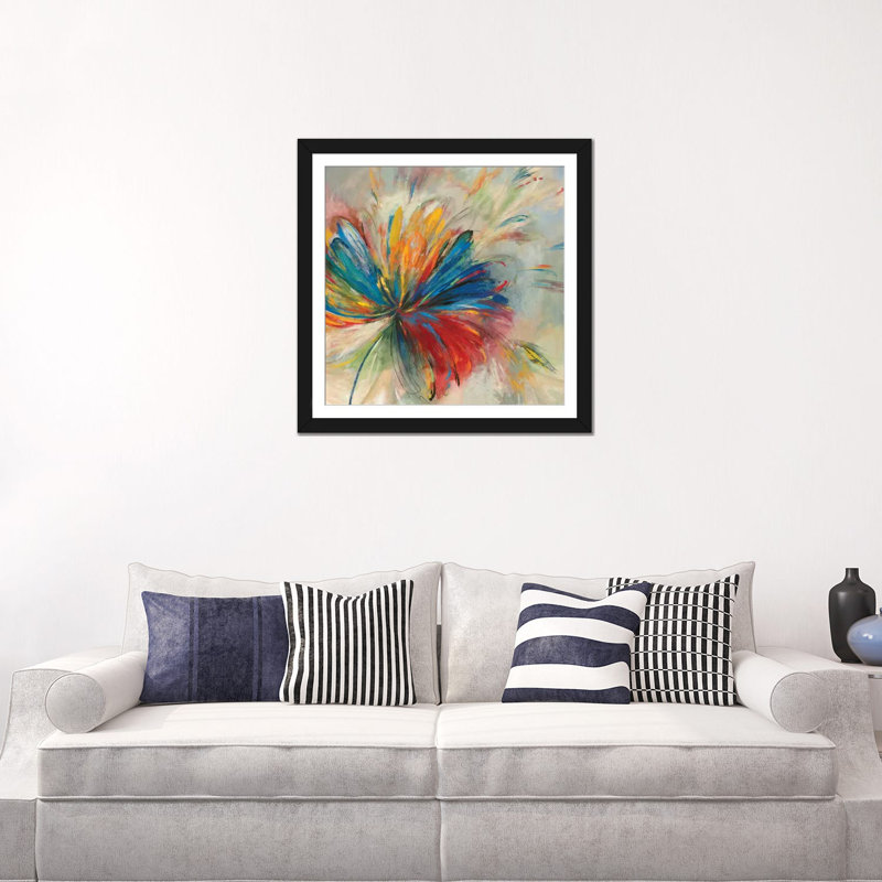 « passion fleur », reproduction d’impression sur toile, H 16 po x l 16 po x P 1 po, Papier d'art encadré noir, Blanc