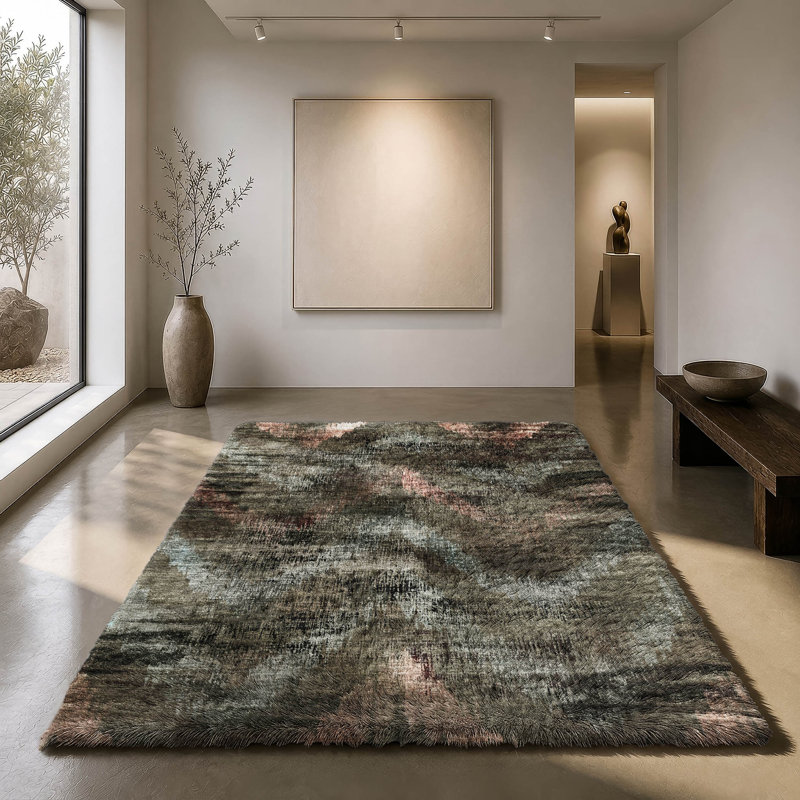 Tapis à chevrons de qualité supérieure lavable à la machine ADS792, Brun, 9 pi x 12 pi