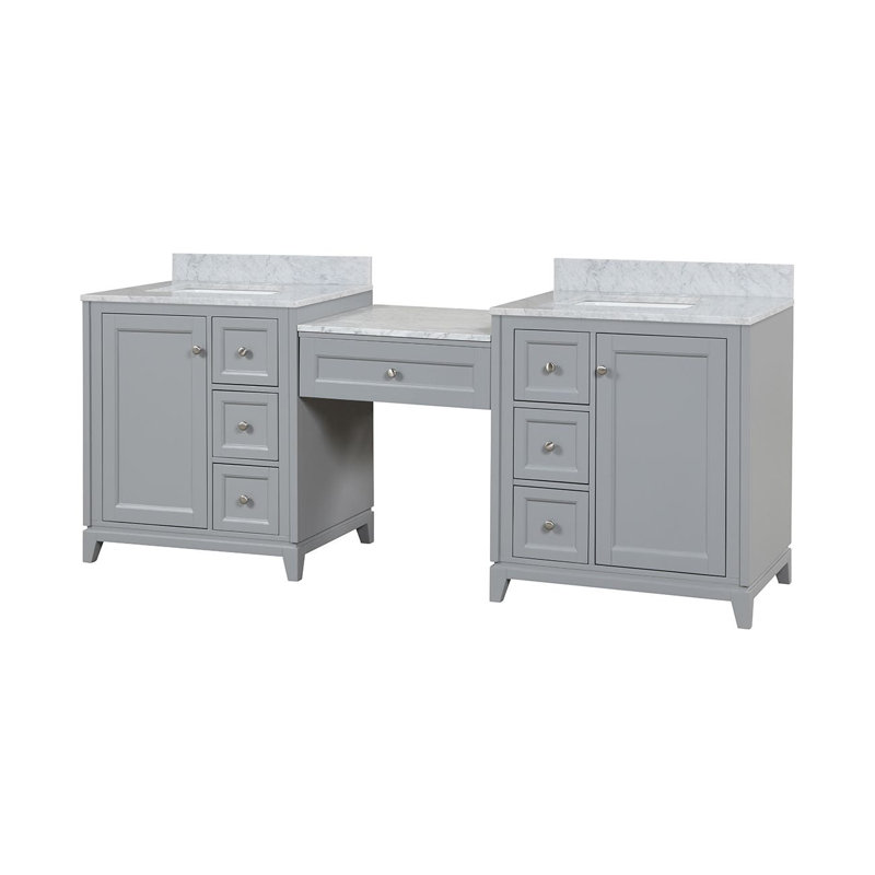 Atwell 84 Inch Modern Console Vanity 82.25;82.25'' Double Bathroom Vanity with Marble Top, Gray