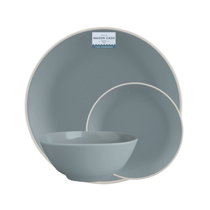 Mason Cash Classic Collection 12 Piece Dinnerware Set, Service for 4, Grey