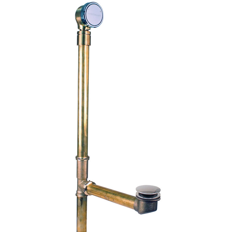 17 ga. Tip-Toe Bathtub Leg Drain Assembly with Patented Deep Soak Overflow on Ball Joint