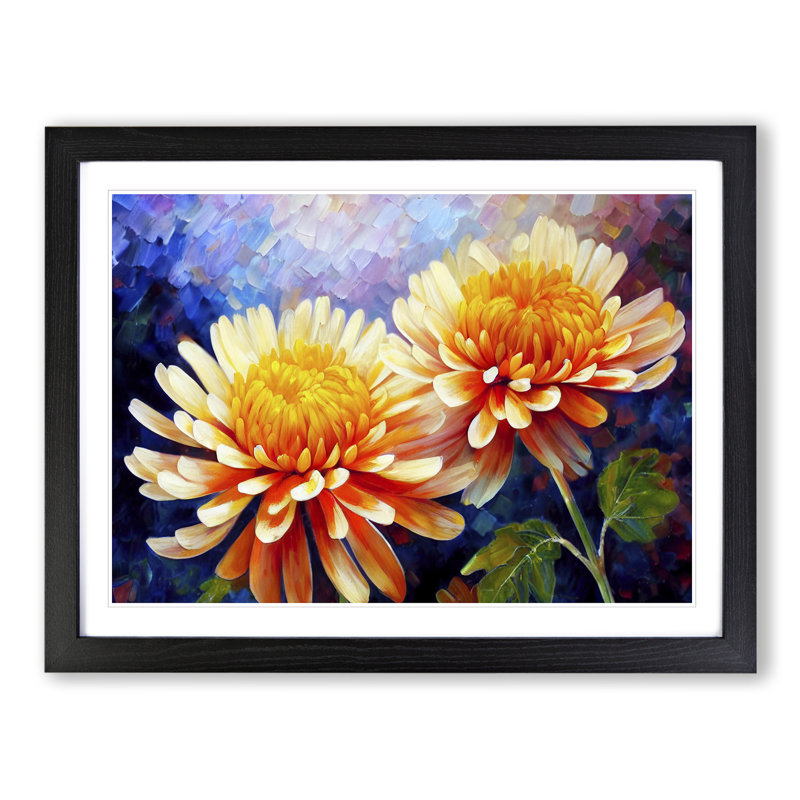 Chrysanthemum Flowers Vol.2 - Framed Print, 46cm H x 64cm W x 2cm D, Black Framed