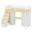 Lit mezzanine multifonctionnel avec rangement pour escalier, commode intégrée, armoire, armoires, prises USB et éclairage ambiant-873868816
