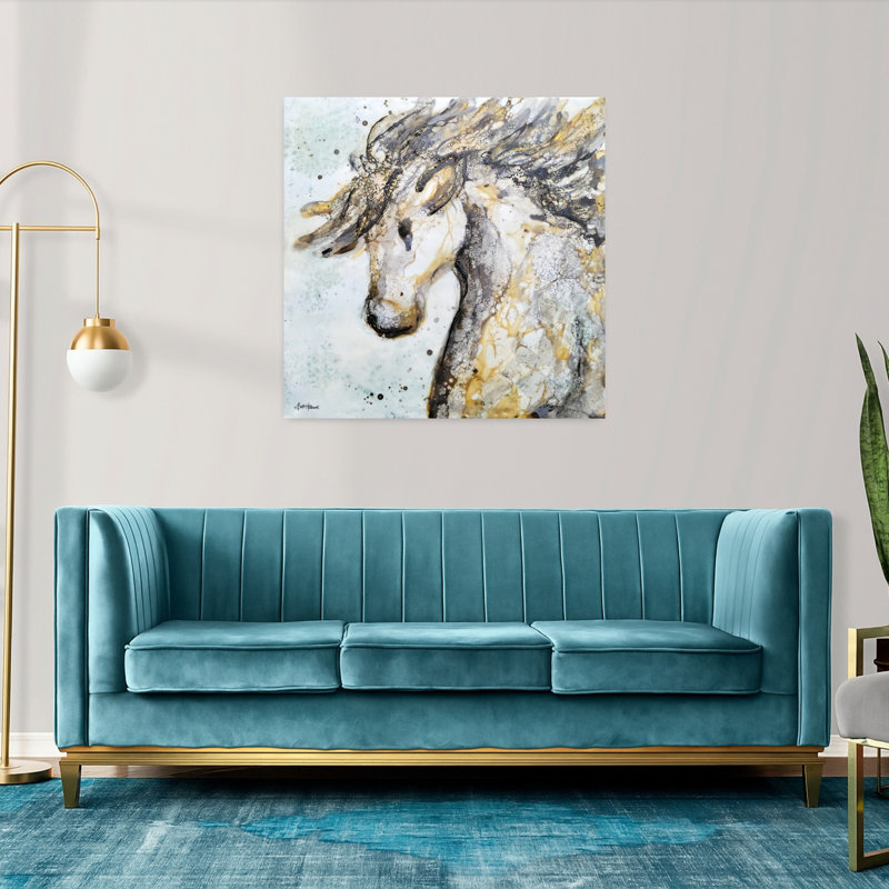 Art contemporain de cheval, H 36 po x l 36 po