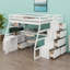 Lit mezzanine avec tiroirs, tablettes et bureau-75856160-88010932