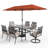 Leonard 6 - Person Outdoor Dining Set with Umbrella Featuring 2 Swivel Chairs-944119339