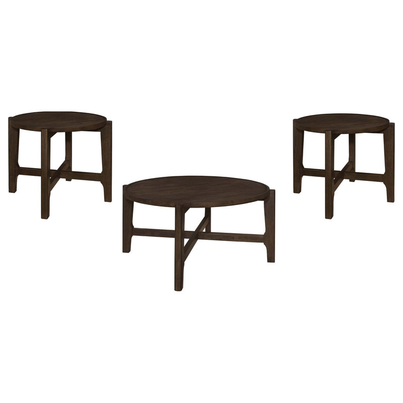 Ensemble de tables basses sophistiquées 3 pièces avec plateaux encastrés