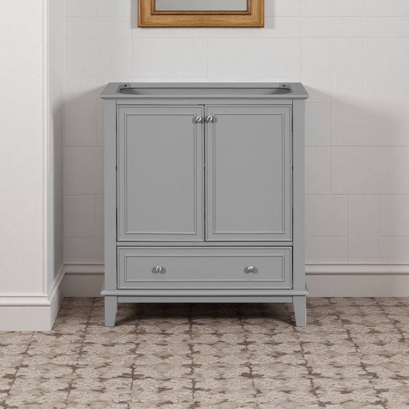 Meuble-lavabo 30 po sans lavabo, base seulement, armoire de salle de bain multifonctionnelle avec portes et tiroir, cadre solide et panneau de fibres à densité moyenne