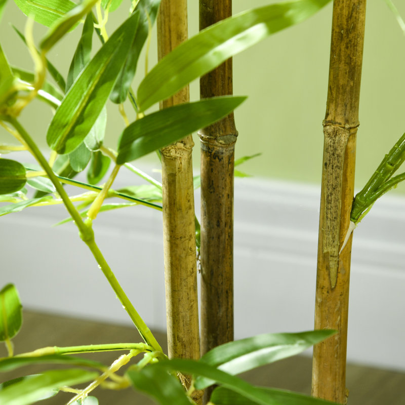 Faux Bamboo Tree in Cement Pot, 47" H x 5.9" W x 5.9" D