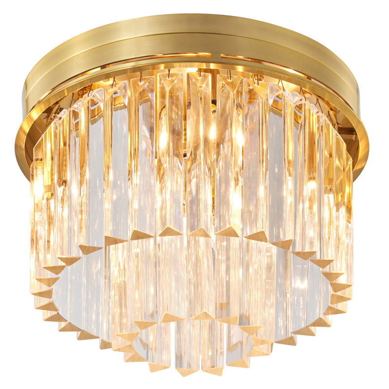 5 - Light 16.5" Lucent Flush Mount Crystal Chandelier, Gold