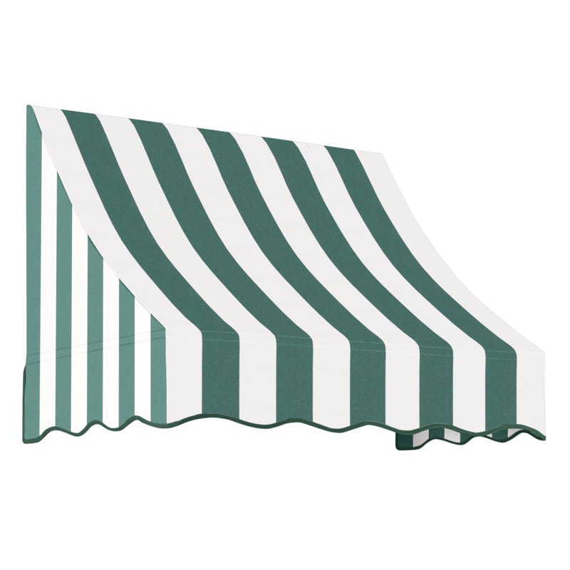 Auvent fixe en tissu acrylique Awantech Nantucket, Forêt / rayure blanche, H 44 po x l 64,5 po x P 36 po